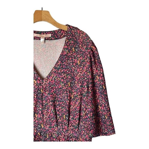 Hutch Anthropologie Pink Ditsy Floral Print V Neck Fit And Flare‎ Dress Size OX - Picture 5 of 11